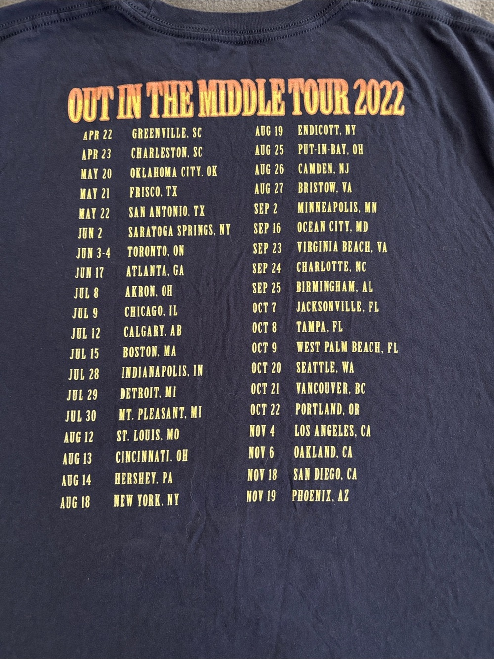 Zac Brown Band Out in the Middle 2022 Tour Graphic Tee XXL Navy - Picture 9 of 9